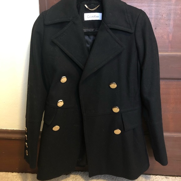 Calvin Klein tapered double-breasted peacoat - Picture 1 of 8